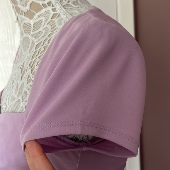 CINQ A SEPT Janis Square Neck Ruched Side Dress in Pale Iris - Picture 8 of 10